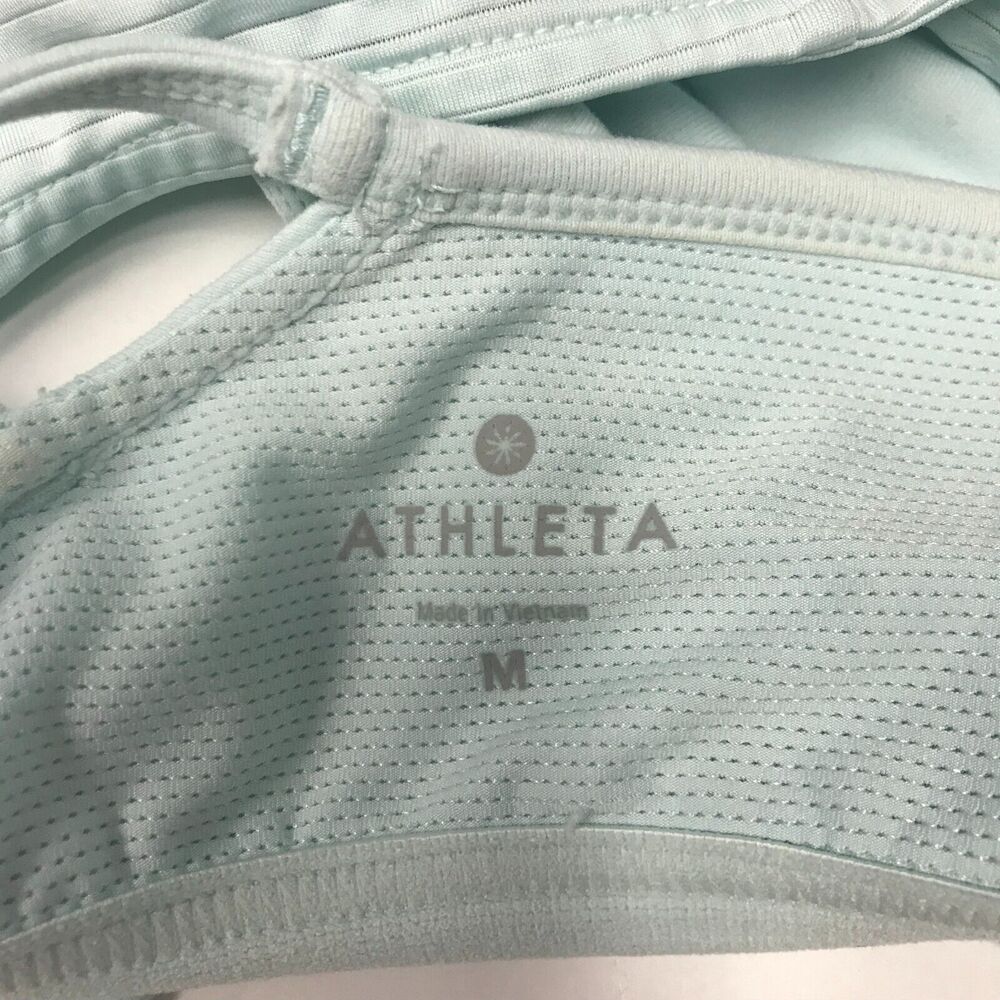 Athleta Tank Womens Medium Light Blue Attached Bra Criss Cross Sleeveless - Picture 7 of 13